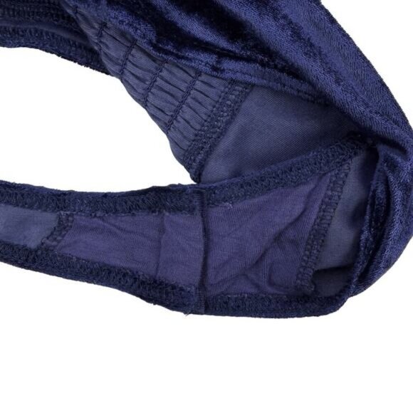 FREE PEOPLE Girls Just Wanna Smocked Velvet Puff Sleeve Bodysuit XS Blue Purple - Picture 5 of 6